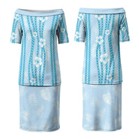 Hawaii Queen Liliuokalani Family Matching Puletasi and Hawaiian Shirt Blue Lei Pua Kalaunu LT05 Mom's Dress Blue - Polynesian Pride