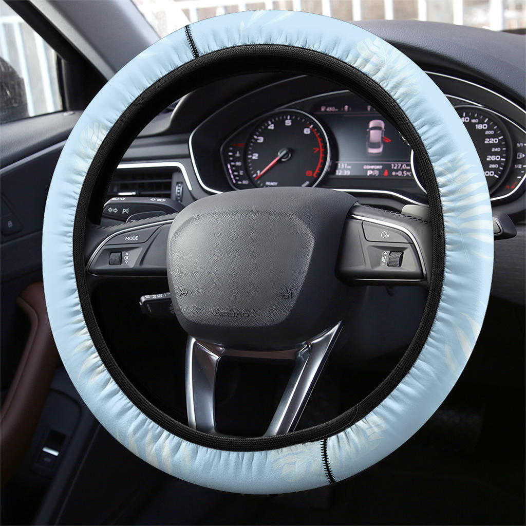 Hawaii Queen Liliuokalani Steering Wheel Cover Blue Lei Pua Kalaunu LT05 - Polynesian Pride