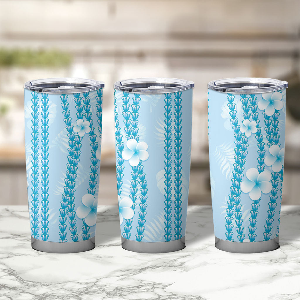 Hawaii Queen Liliuokalani Tumbler Cup Blue Lei Pua Kalaunu LT05 - Polynesian Pride