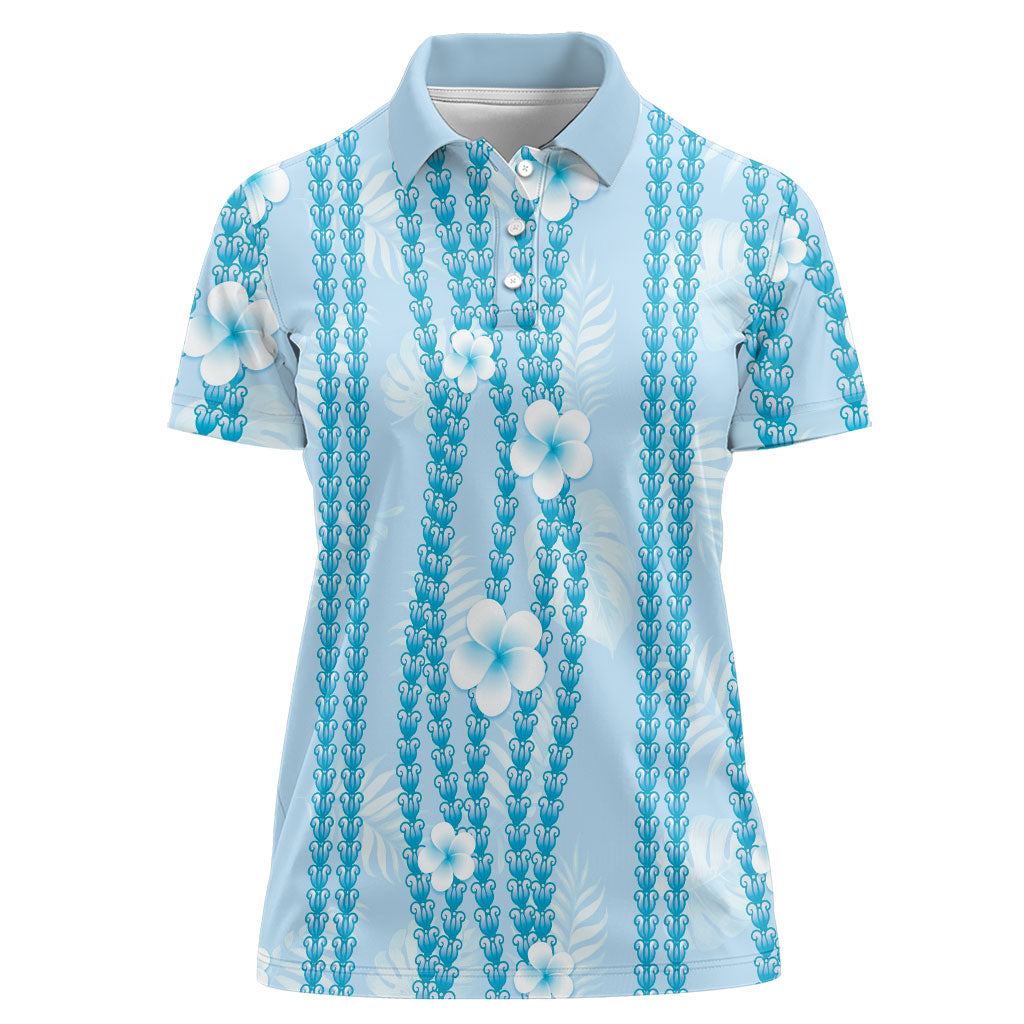 Hawaii Queen Liliuokalani Women Polo Shirt Blue Lei Pua Kalaunu