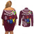 Cook Islands Mangaia Couples Matching Off Shoulder Short Dress and Long Sleeve Button Shirts Coat Of Arms Plumeria Polynesian Turtle LT05 - Polynesian Pride