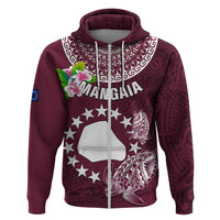 Cook Islands Mangaia Hoodie Coat Of Arms Plumeria Polynesian Turtle LT05 Zip Hoodie Pink - Polynesian Pride