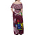 Cook Islands Mangaia Off Shoulder Maxi Dress Coat Of Arms Plumeria Polynesian Turtle LT05 - Polynesian Pride