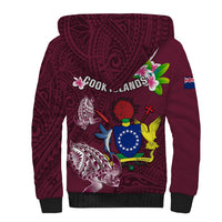 Cook Islands Mangaia Sherpa Hoodie Coat Of Arms Plumeria Polynesian Turtle LT05 - Polynesian Pride