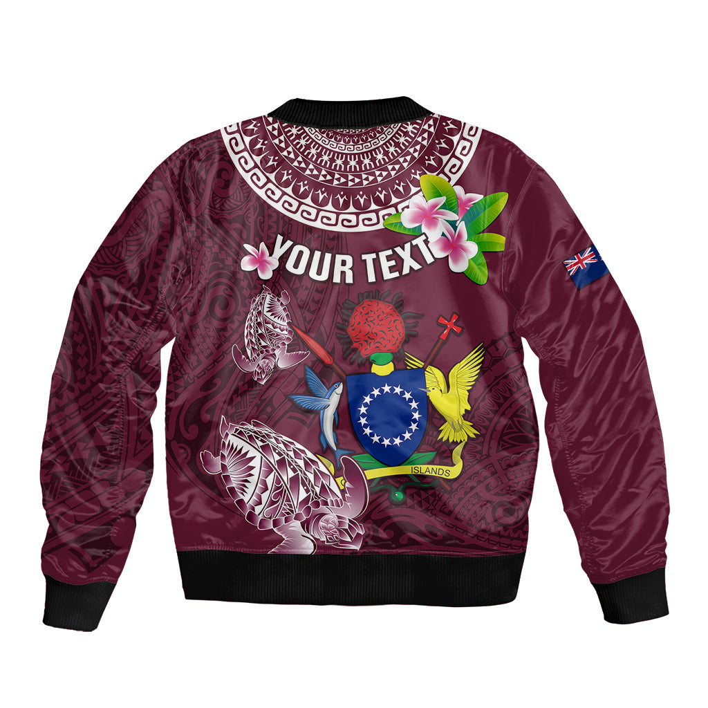 Personalized Cook Islands Mangaia Bomber Jacket Coat Of Arms Plumeria Polynesian Turtle LT05 - Polynesian Pride