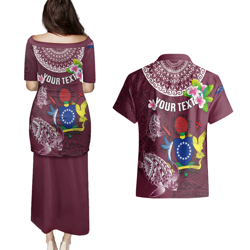 Personalized Cook Islands Mangaia Couples Matching Puletasi Dress and Hawaiian Shirt Coat Of Arms Plumeria Polynesian Turtle LT05 - Polynesian Pride