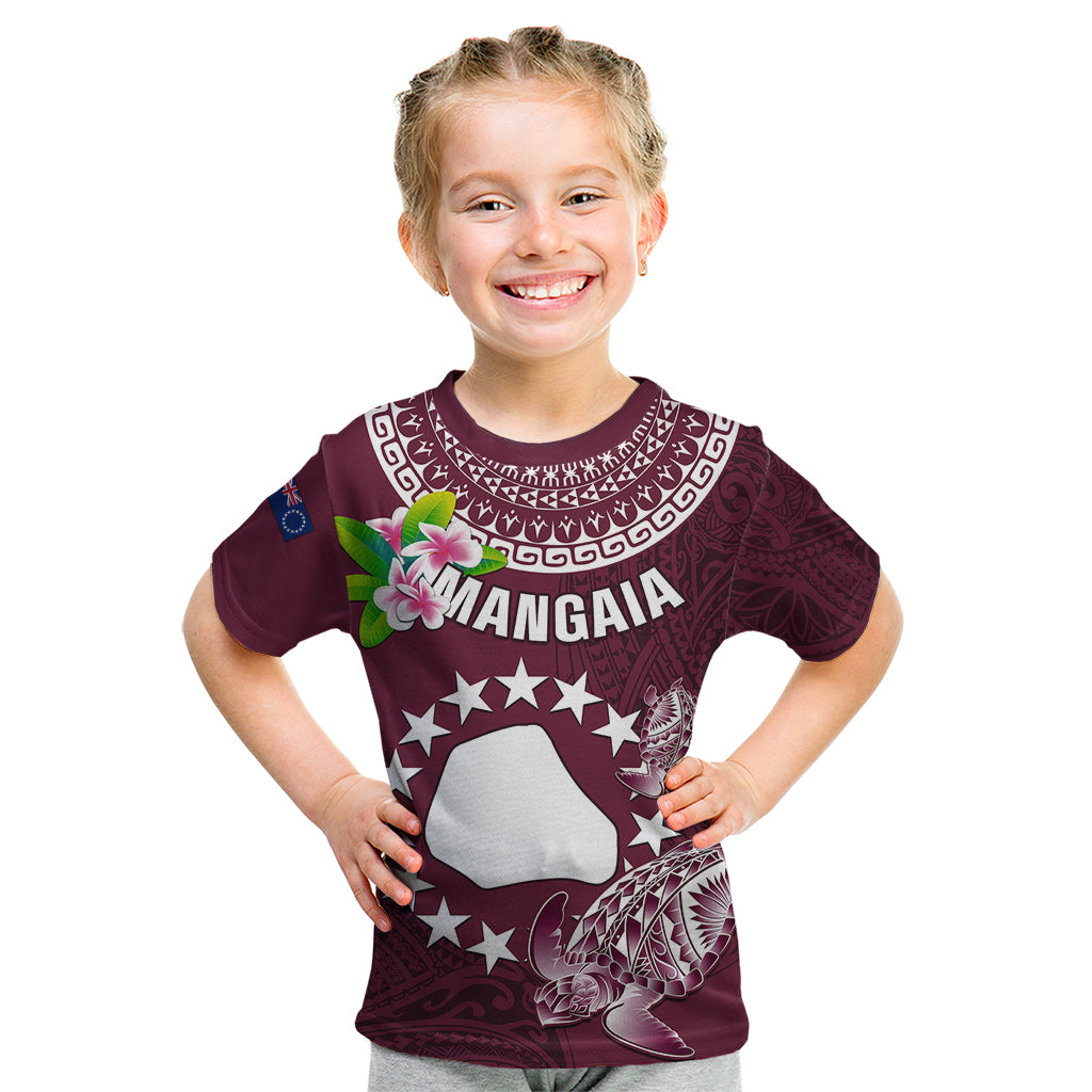 Personalized Cook Islands Mangaia Kid T Shirt Coat Of Arms Plumeria Polynesian Turtle LT05 Pink - Polynesian Pride