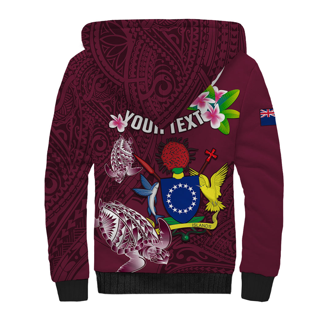 Personalized Cook Islands Mangaia Sherpa Hoodie Coat Of Arms Plumeria Polynesian Turtle LT05 - Polynesian Pride
