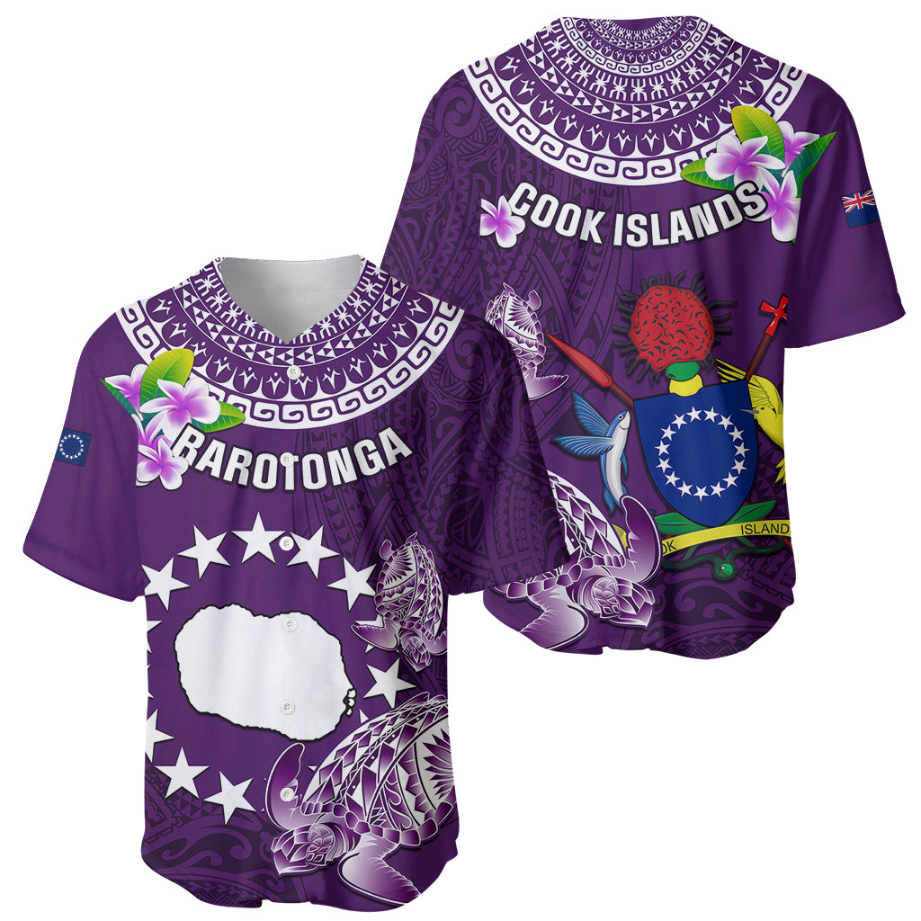 Cook Islands Rarotonga Baseball Jersey Coat Of Arms Plumeria Polynesian Turtle LT05 - Polynesian Pride
