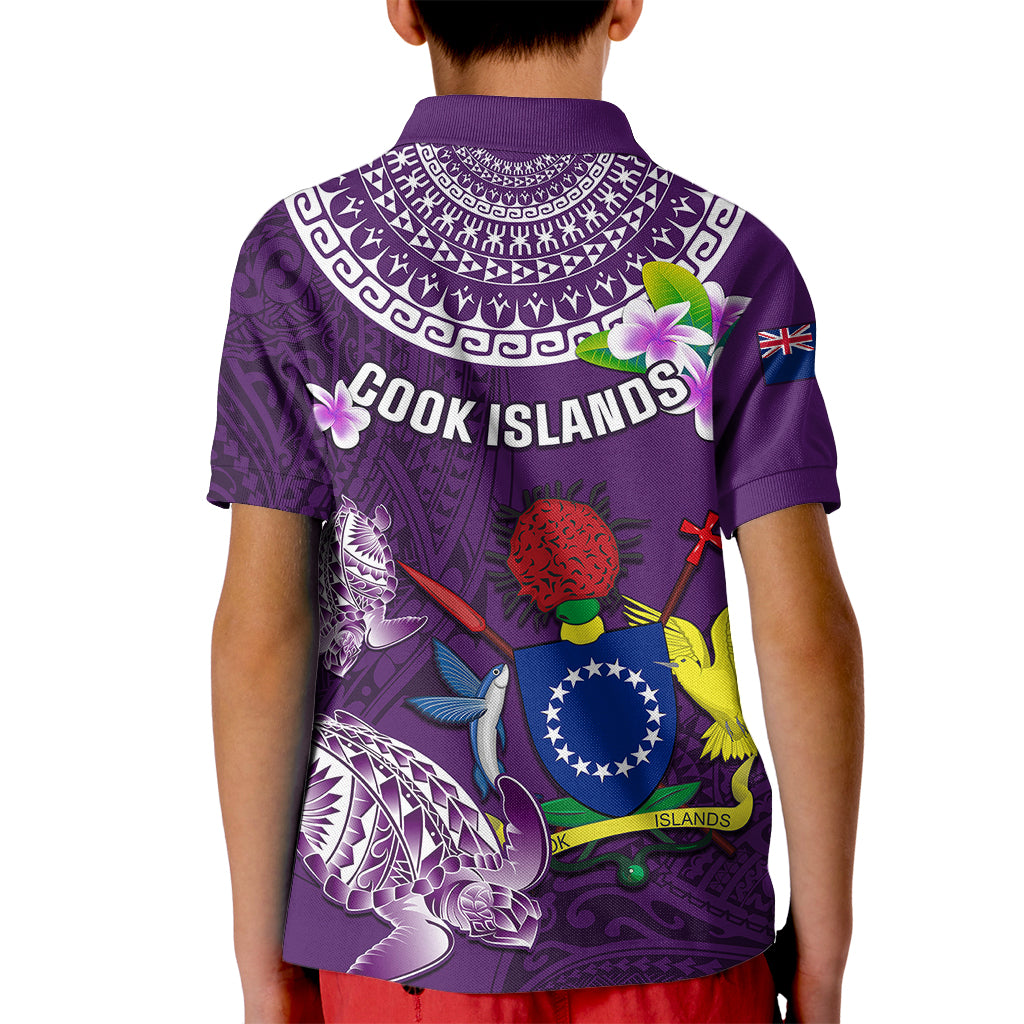 Cook Islands Rarotonga Kid Polo Shirt Coat Of Arms Plumeria Polynesian Turtle LT05 - Polynesian Pride