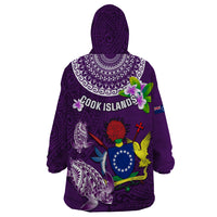 Cook Islands Rarotonga Wearable Blanket Hoodie Coat Of Arms Plumeria Polynesian Turtle LT05 - Polynesian Pride