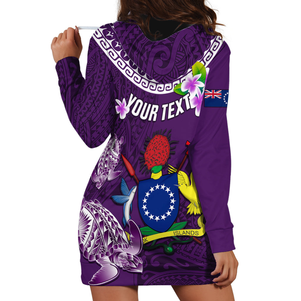 Personalized Cook Islands Rarotonga Hoodie Dress Coat Of Arms Plumeria Polynesian Turtle LT05 - Polynesian Pride