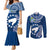 Cook Islands Pukapuka Couples Matching Mermaid Dress and Long Sleeve Button Shirts Coat Of Arms Plumeria Polynesian Turtle LT05 Blue - Polynesian Pride