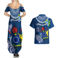 Cook Islands Pukapuka Couples Matching Summer Maxi Dress and Hawaiian Shirt Coat Of Arms Plumeria Polynesian Turtle LT05 - Polynesian Pride