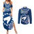 Cook Islands Pukapuka Couples Matching Summer Maxi Dress and Long Sleeve Button Shirts Coat Of Arms Plumeria Polynesian Turtle LT05 Blue - Polynesian Pride