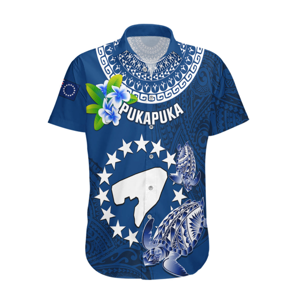 Cook Islands Pukapuka Hawaiian Shirt Coat Of Arms Plumeria Polynesian Turtle LT05 Blue - Polynesian Pride