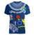 Cook Islands Pukapuka Women V Neck T Shirt Coat Of Arms Plumeria Polynesian Turtle LT05 - Polynesian Pride