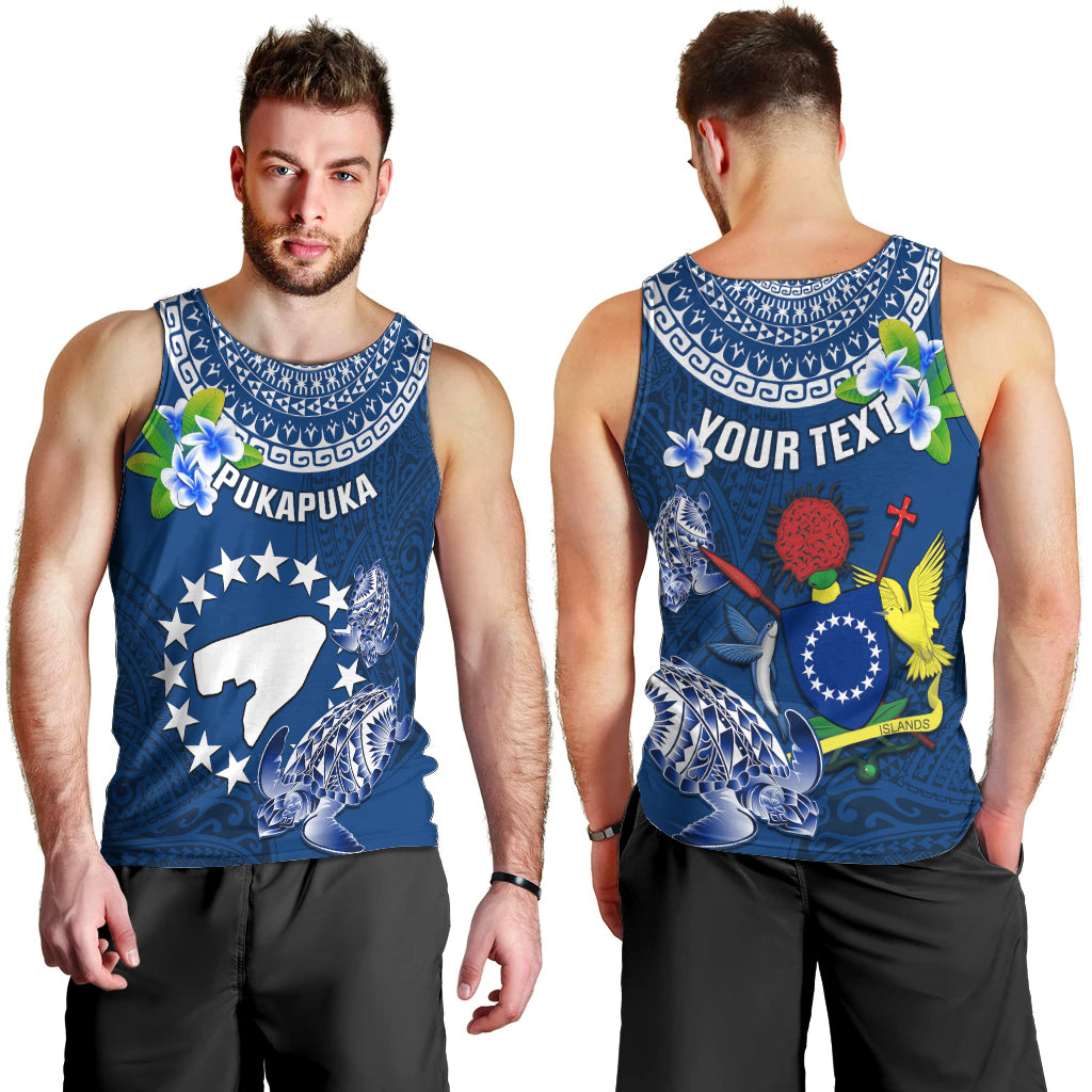 Personalized Cook Islands Pukapuka Men Tank Top Coat Of Arms Plumeria Polynesian Turtle LT05 - Polynesian Pride