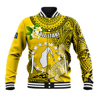 Cook Islands Aitutaki Baseball Jacket Coat Of Arms Plumeria Polynesian Turtle LT05 Unisex Yellow - Polynesian Pride