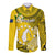 Cook Islands Aitutaki Long Sleeve Button Shirt Coat Of Arms Plumeria Polynesian Turtle LT05 Unisex Yellow - Polynesian Pride