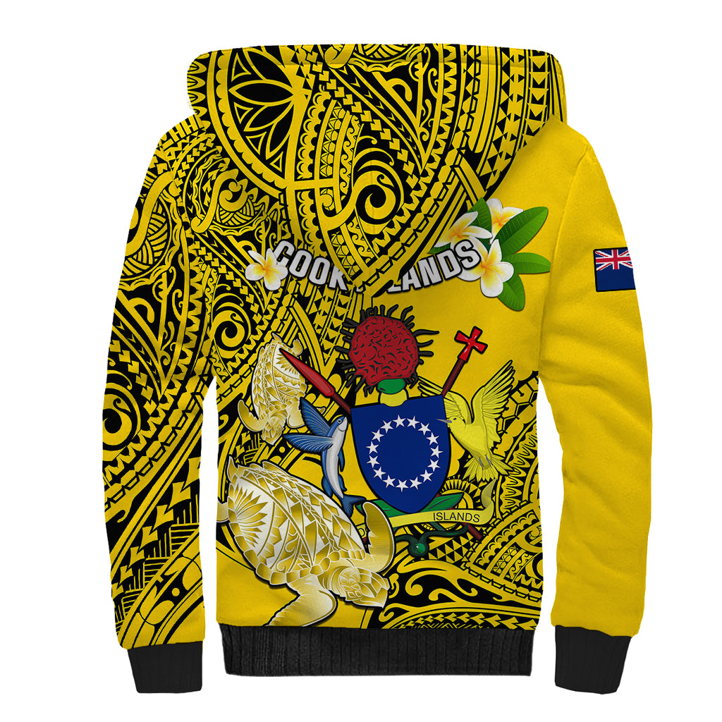 Cook Islands Aitutaki Sherpa Hoodie Coat Of Arms Plumeria Polynesian Turtle LT05 - Polynesian Pride