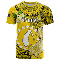 Cook Islands Aitutaki T Shirt Coat Of Arms Plumeria Polynesian Turtle LT05 Yellow - Polynesian Pride