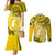 Personalized Cook Islands Aitutaki Couples Matching Mermaid Dress and Long Sleeve Button Shirts Coat Of Arms Plumeria Polynesian Turtle LT05 Yellow - Polynesian Pride