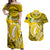 Personalized Cook Islands Aitutaki Couples Matching Off Shoulder Maxi Dress and Hawaiian Shirt Coat Of Arms Plumeria Polynesian Turtle LT05 Yellow - Polynesian Pride