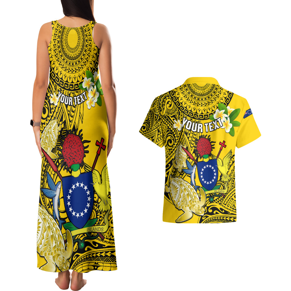 Personalized Cook Islands Aitutaki Couples Matching Tank Maxi Dress and Hawaiian Shirt Coat Of Arms Plumeria Polynesian Turtle LT05 - Polynesian Pride