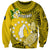 Personalized Cook Islands Aitutaki Sweatshirt Coat Of Arms Plumeria Polynesian Turtle LT05 Unisex Yellow - Polynesian Pride