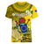 Personalized Cook Islands Aitutaki Women V Neck T Shirt Coat Of Arms Plumeria Polynesian Turtle LT05 - Polynesian Pride