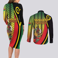Vanuatu Constitution Day Couples Matching Long Sleeve Bodycon Dress and Long Sleeve Button Shirt Long Live Vanuatu - Polynesian Pride