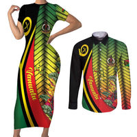Vanuatu Constitution Day Couples Matching Short Sleeve Bodycon Dress and Long Sleeve Button Shirt Long Live Vanuatu - Polynesian Pride