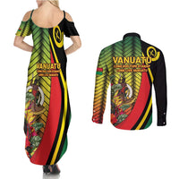 Vanuatu Constitution Day Couples Matching Summer Maxi Dress and Long Sleeve Button Shirt Long Live Vanuatu - Polynesian Pride