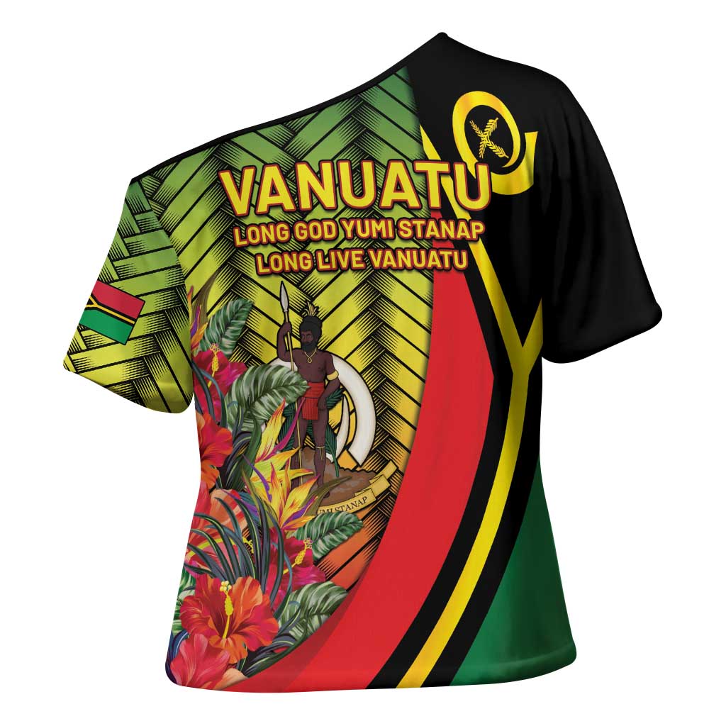 Vanuatu Constitution Day Cross Shoulder Shirt Long Live Vanuatu - Polynesian Pride