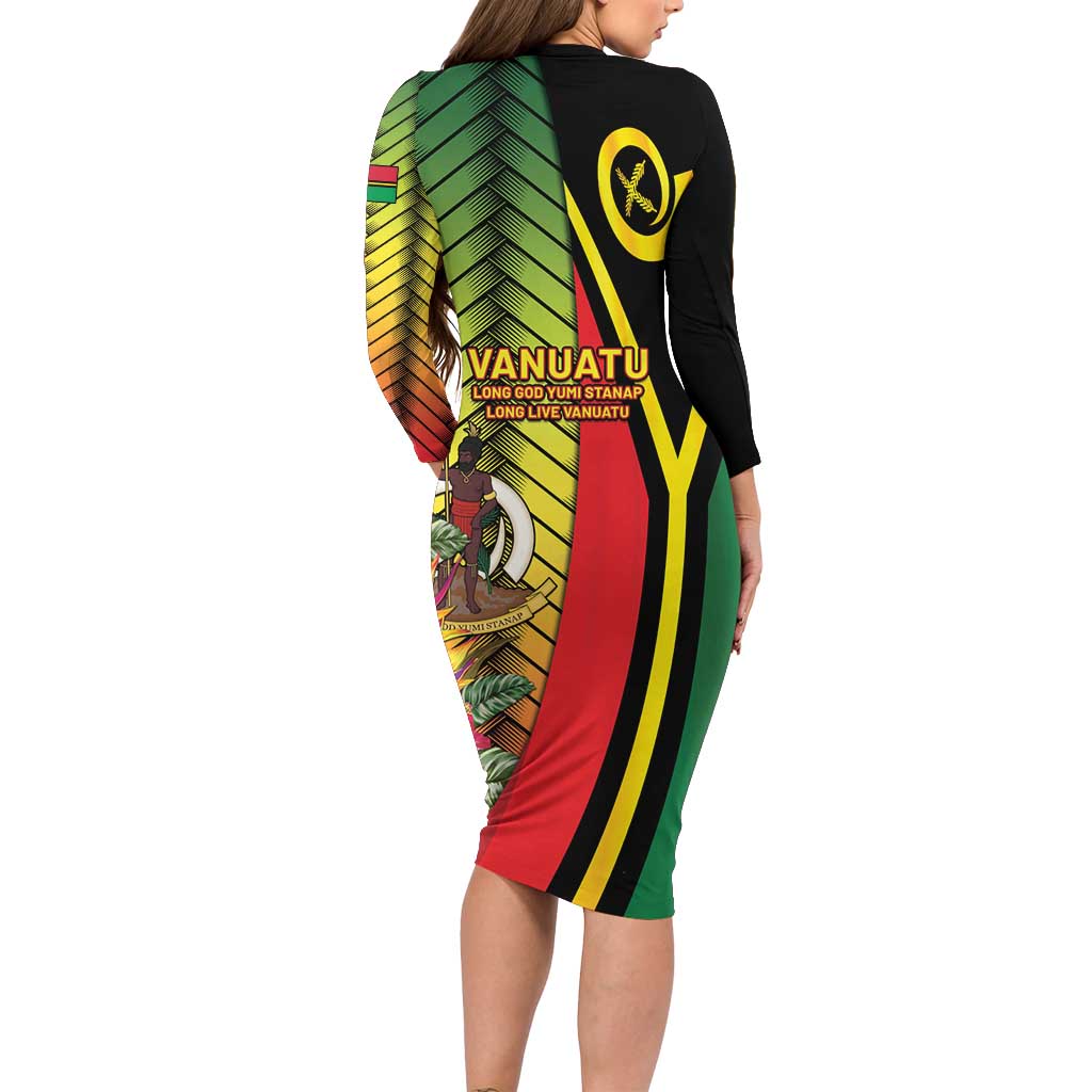Vanuatu Constitution Day Family Matching Long Sleeve Bodycon Dress and Hawaiian Shirt Long Live Vanuatu - Polynesian Pride