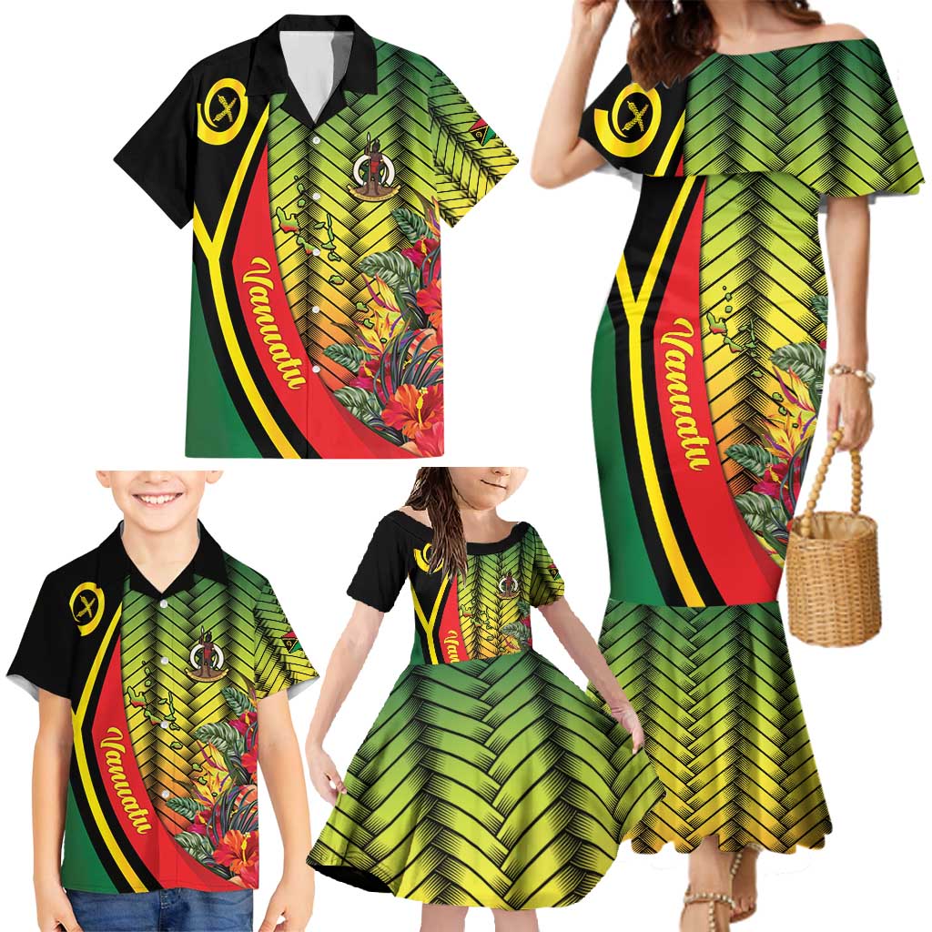 Vanuatu Constitution Day Family Matching Mermaid Dress and Hawaiian Shirt Long Live Vanuatu - Polynesian Pride