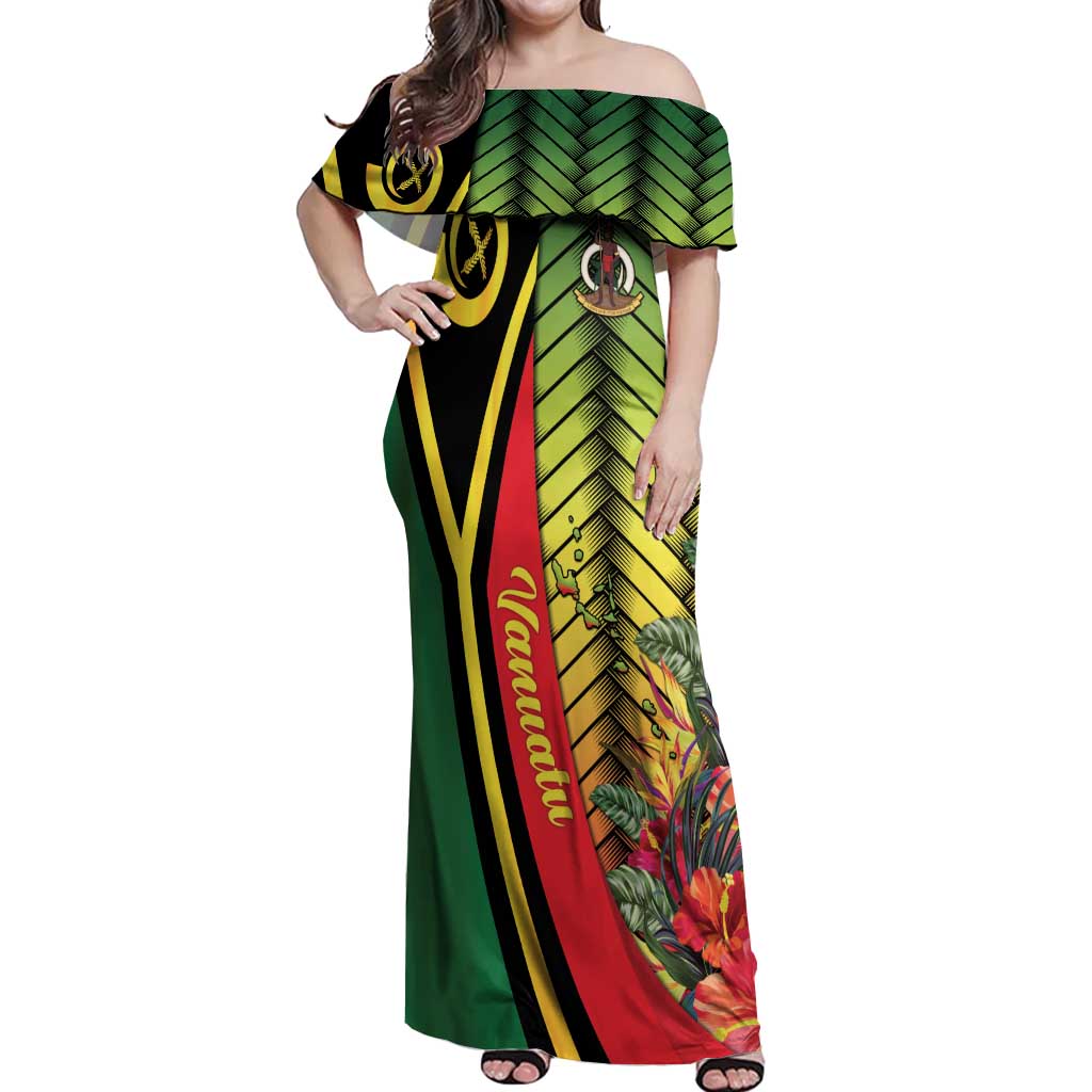 Vanuatu Constitution Day Off Shoulder Maxi Dress Long Live Vanuatu - Polynesian Pride