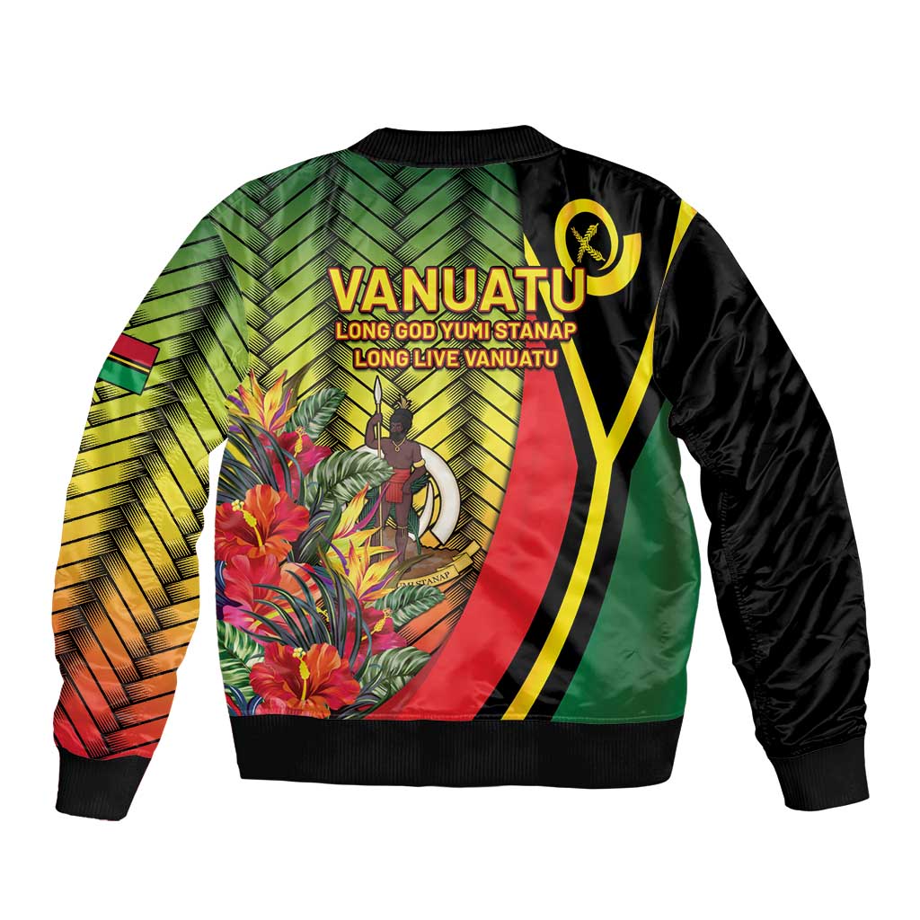 Vanuatu Constitution Day Sleeve Zip Bomber Jacket Long Live Vanuatu - Polynesian Pride