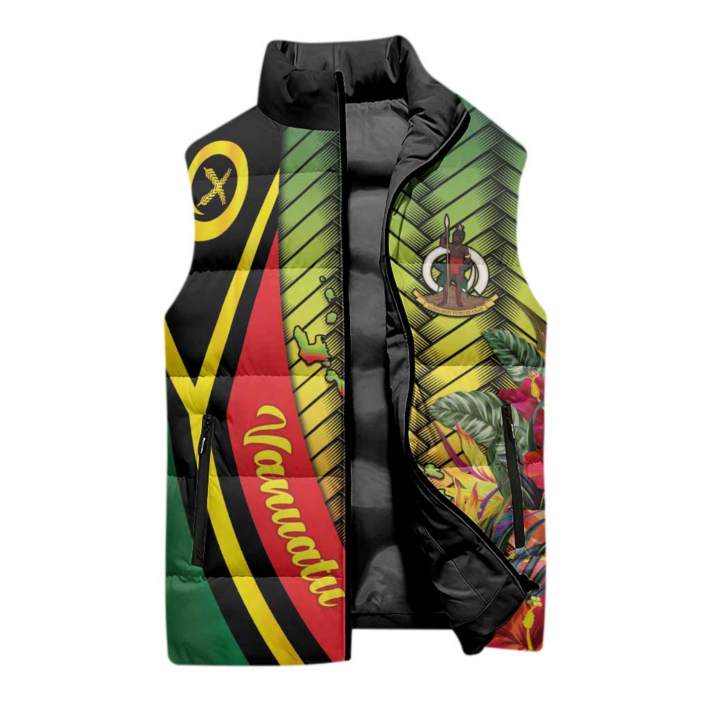 Vanuatu Constitution Day Sleeveless Puffer Jacket Long Live Vanuatu - Polynesian Pride