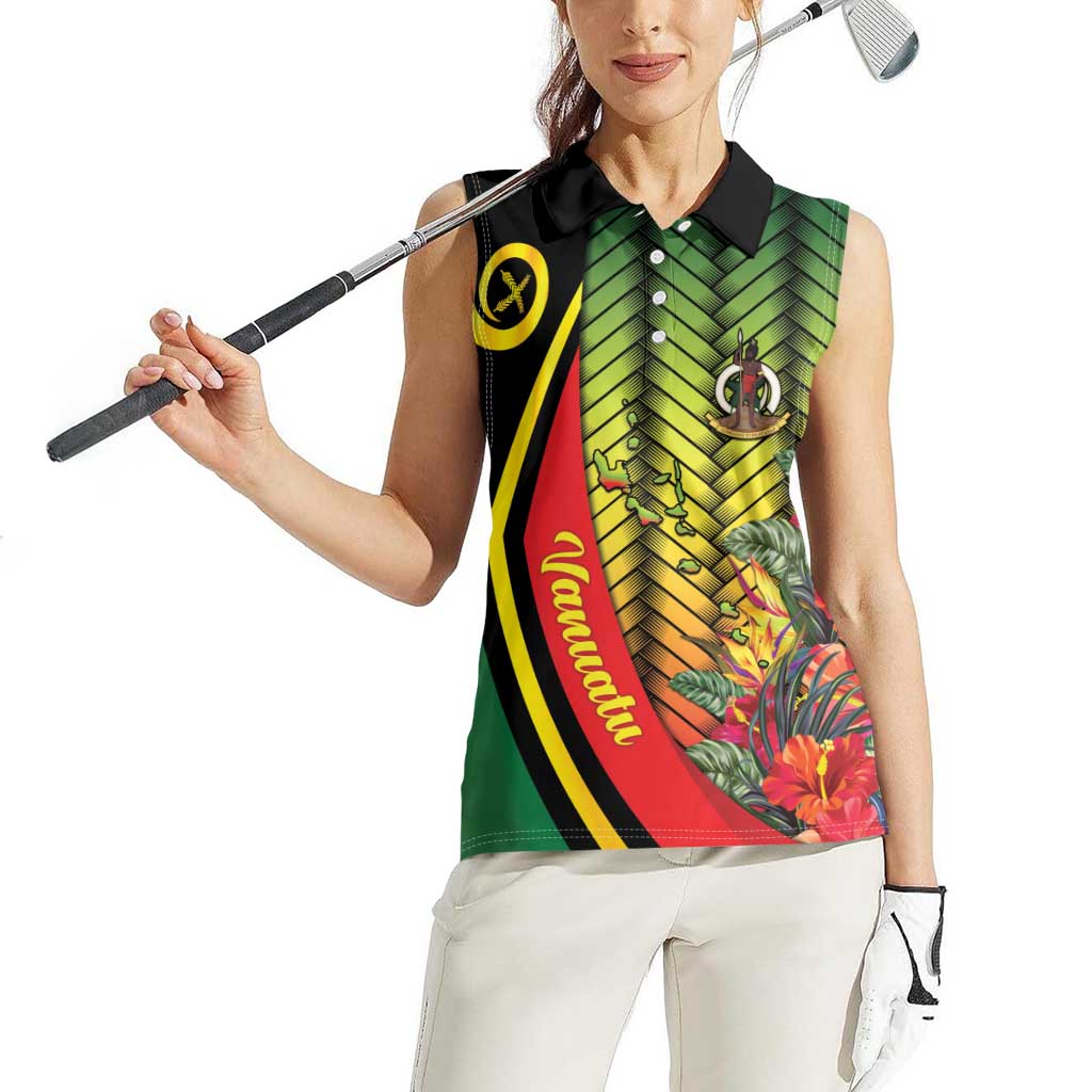 Vanuatu Constitution Day Women Sleeveless Polo Shirt Long Live Vanuatu - Polynesian Pride