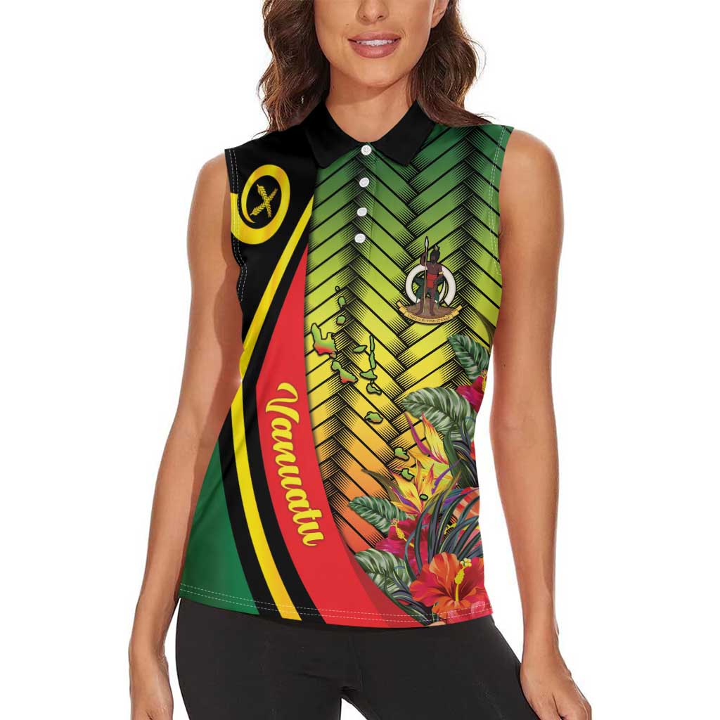 Vanuatu Constitution Day Women Sleeveless Polo Shirt Long Live Vanuatu - Polynesian Pride