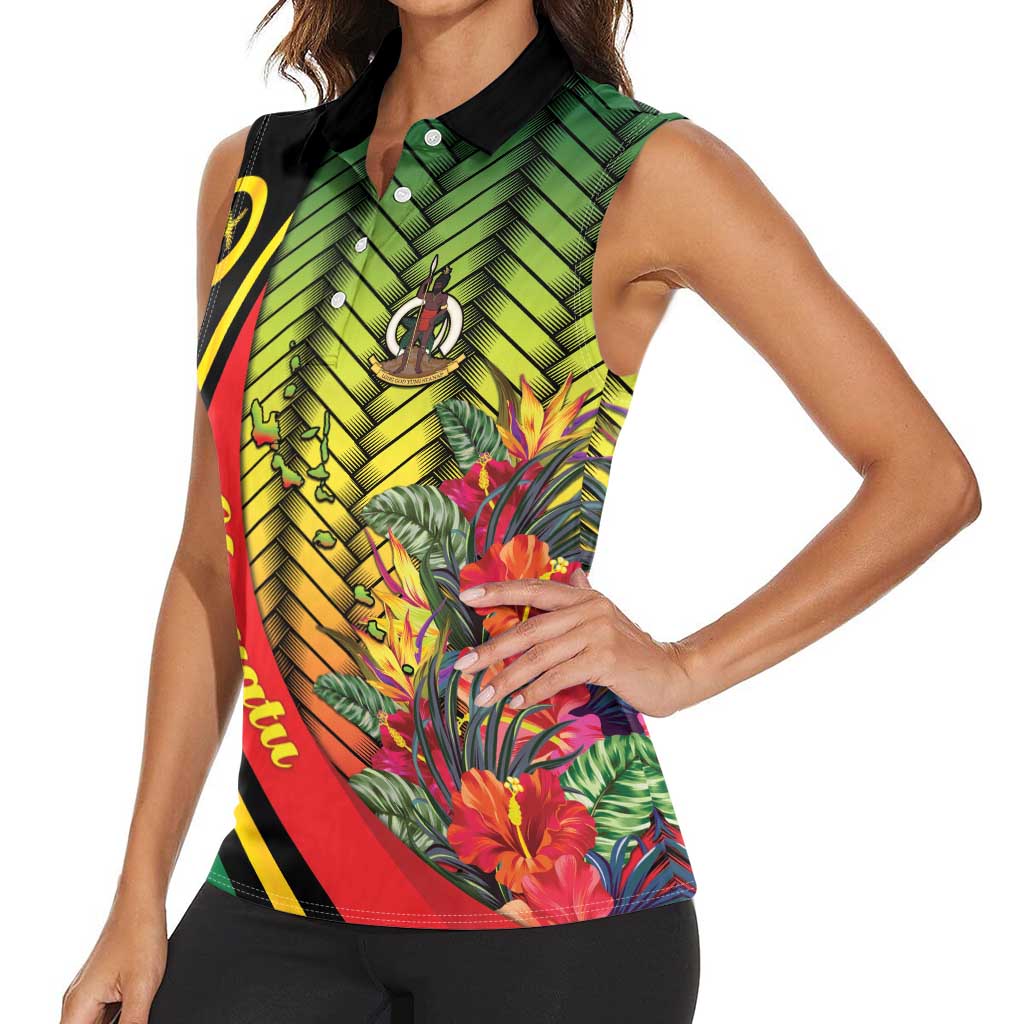Vanuatu Constitution Day Women Sleeveless Polo Shirt Long Live Vanuatu - Polynesian Pride