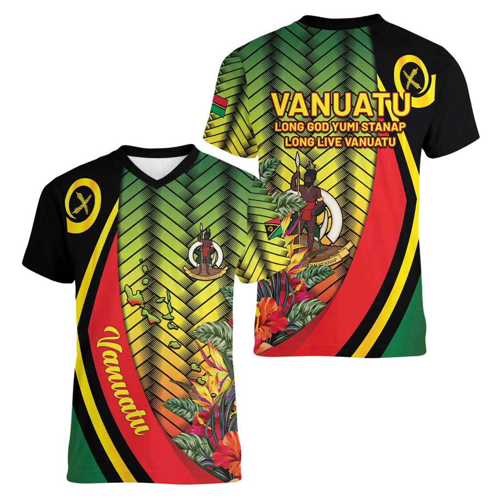 Vanuatu Constitution Day Women V-Neck T-Shirt Long Live Vanuatu - Polynesian Pride
