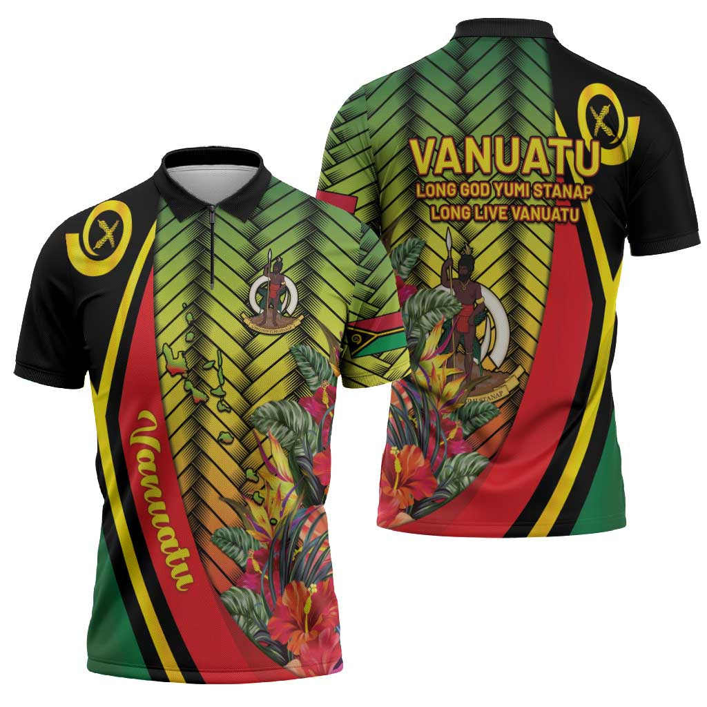 Vanuatu Constitution Day Zipper Polo Shirt Long Live Vanuatu - Polynesian Pride