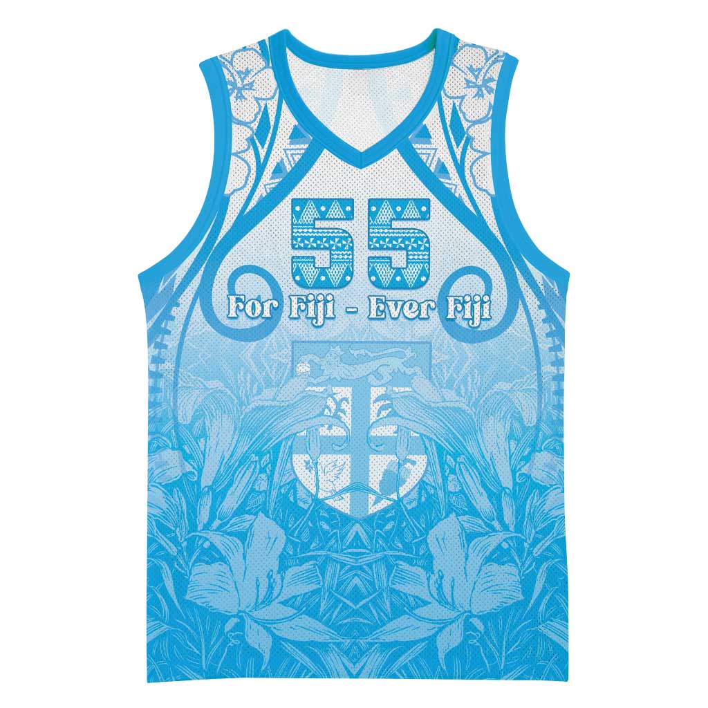 Fiji Day Basketball Jersey 55th Anniversary Forever Fiji LT05 Unisex Blue - Polynesian Pride