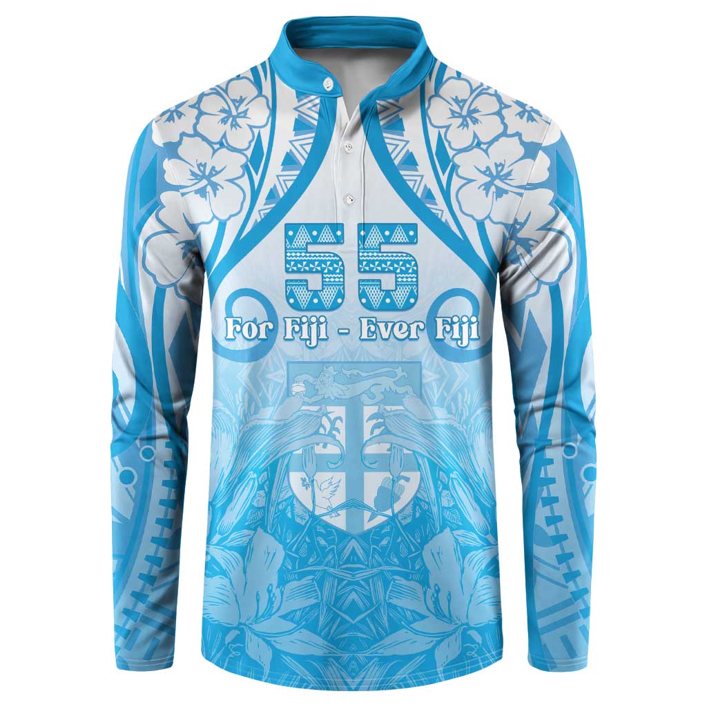 Fiji Day Button Sweatshirt 55th Anniversary Forever Fiji LT05 Blue - Polynesian Pride