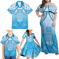 Fiji Day Family Matching Off Shoulder Maxi Dress and Hawaiian Shirt 55th Anniversary Forever Fiji - Polynesian Pride