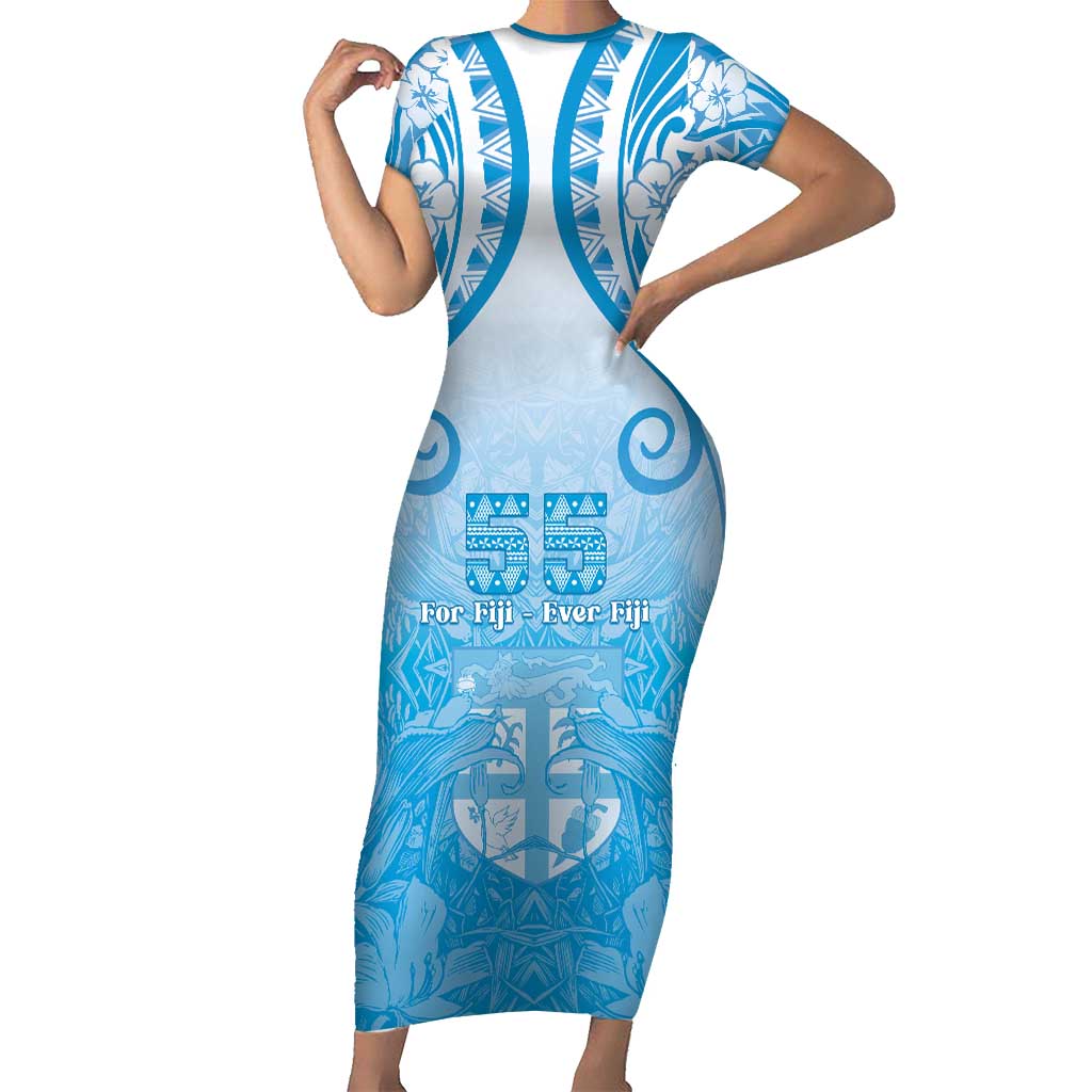 Fiji Day Family Matching Short Sleeve Bodycon Dress and Hawaiian Shirt 55th Anniversary Forever Fiji - Polynesian Pride