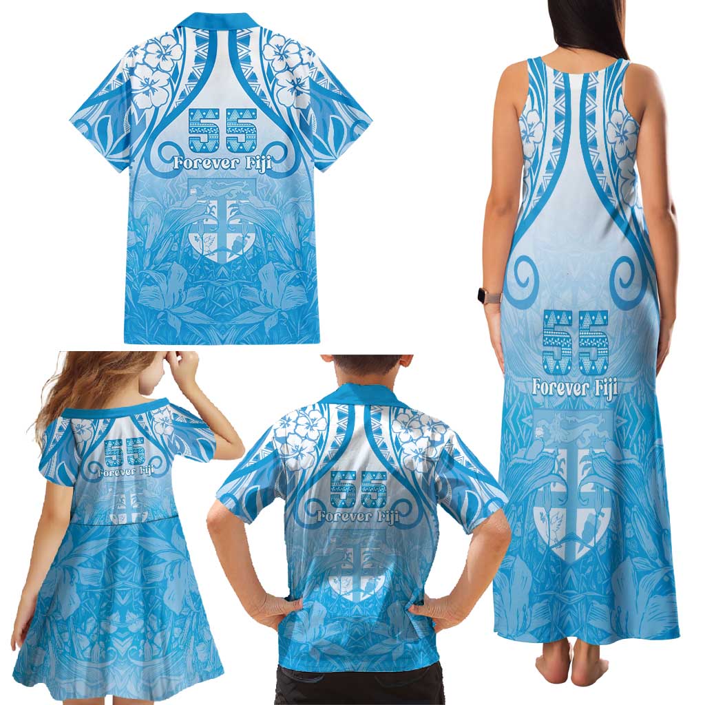 Fiji Day Family Matching Tank Maxi Dress and Hawaiian Shirt 55th Anniversary Forever Fiji - Polynesian Pride
